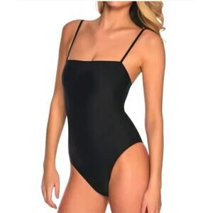 Relleciga One Piece Swimsuit Womens Large Black High Cut Spaghetti Strap Bathing